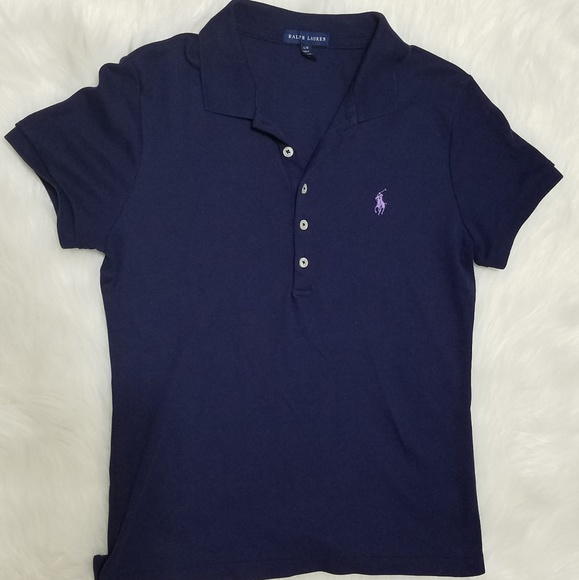 Ralph Lauren Navy Blue Polo with Purple - Picture 3 of 4